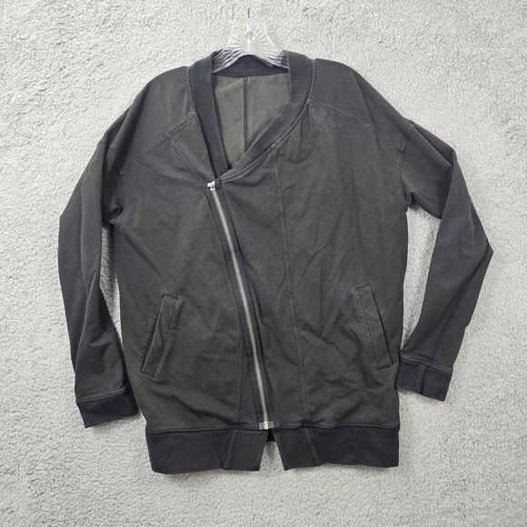 Lululemon Athletica Women's Mula Bundle Asymmetric Zip Black Jacket Size 10 - Picture 1 of 8